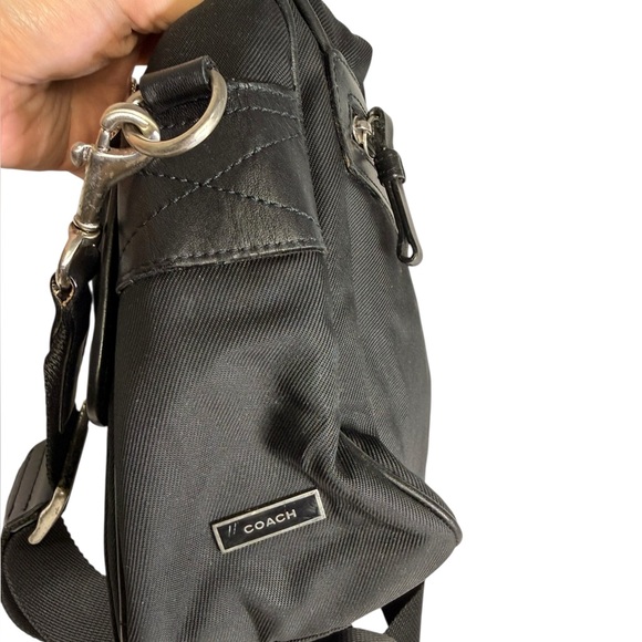 COACH KIJ-7435 Rare 1980's Black Twill and Leather Crossbody Bag - Picture 13 of 16